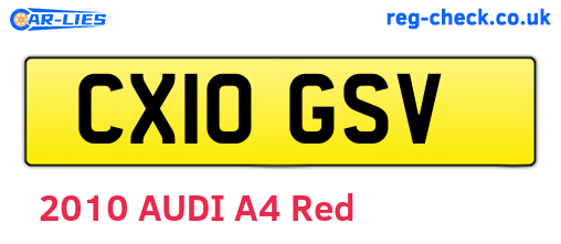 CX10GSV are the vehicle registration plates.