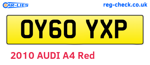 OY60YXP are the vehicle registration plates.