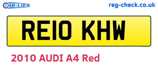 RE10KHW are the vehicle registration plates.