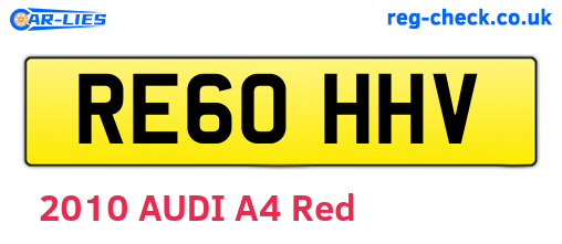 RE60HHV are the vehicle registration plates.