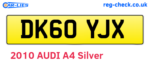 DK60YJX are the vehicle registration plates.