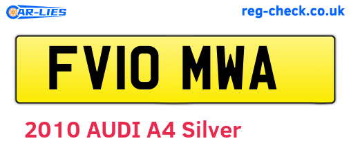 FV10MWA are the vehicle registration plates.