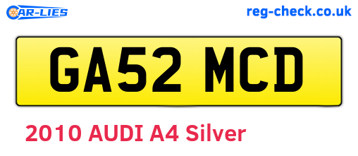 GA52MCD are the vehicle registration plates.