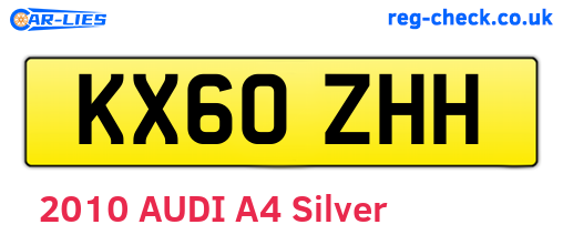 KX60ZHH are the vehicle registration plates.