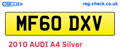MF60DXV are the vehicle registration plates.