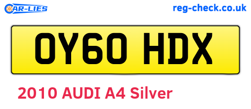OY60HDX are the vehicle registration plates.