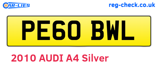 PE60BWL are the vehicle registration plates.