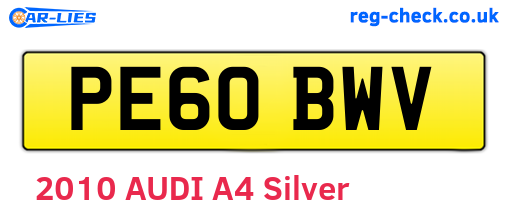 PE60BWV are the vehicle registration plates.