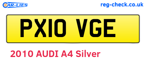 PX10VGE are the vehicle registration plates.