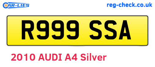 R999SSA are the vehicle registration plates.