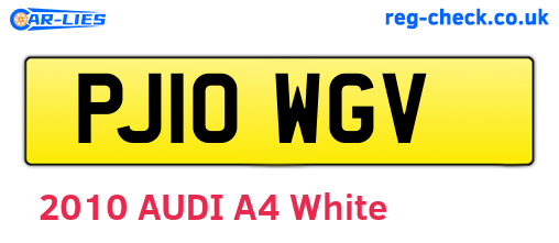 PJ10WGV are the vehicle registration plates.