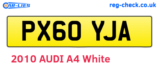PX60YJA are the vehicle registration plates.