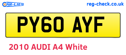 PY60AYF are the vehicle registration plates.