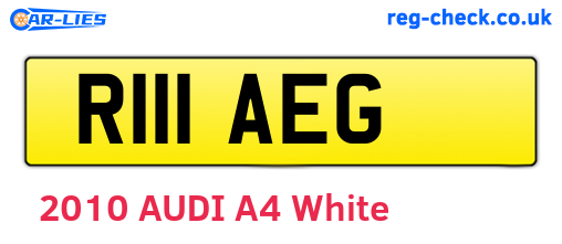 R111AEG are the vehicle registration plates.