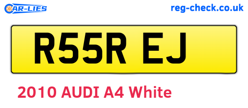 R55REJ are the vehicle registration plates.