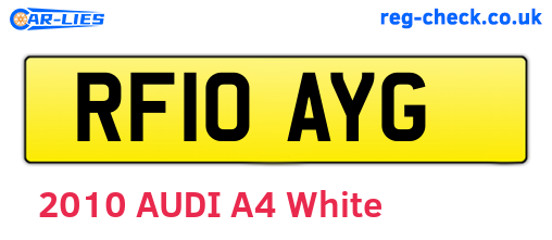 RF10AYG are the vehicle registration plates.