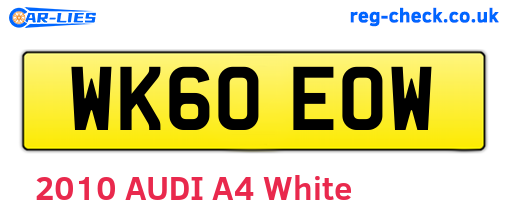 WK60EOW are the vehicle registration plates.