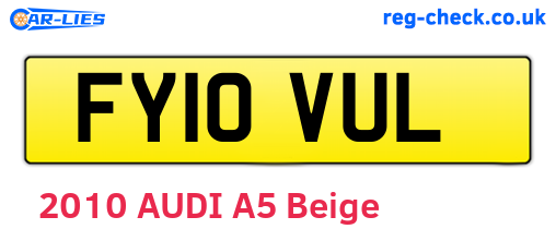 FY10VUL are the vehicle registration plates.