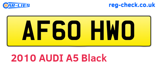 AF60HWO are the vehicle registration plates.