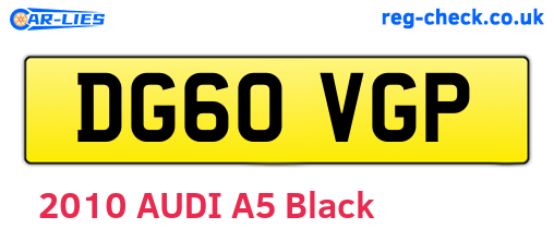 DG60VGP are the vehicle registration plates.