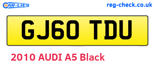 GJ60TDU are the vehicle registration plates.