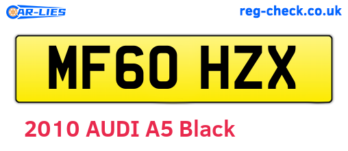 MF60HZX are the vehicle registration plates.