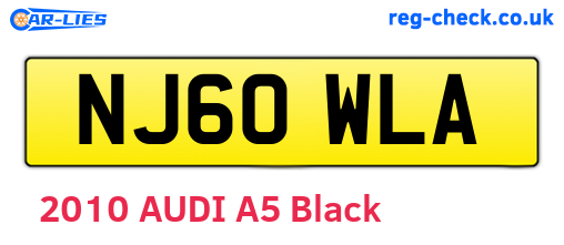 NJ60WLA are the vehicle registration plates.
