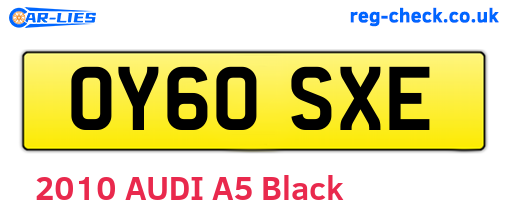OY60SXE are the vehicle registration plates.