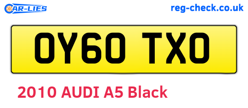 OY60TXO are the vehicle registration plates.