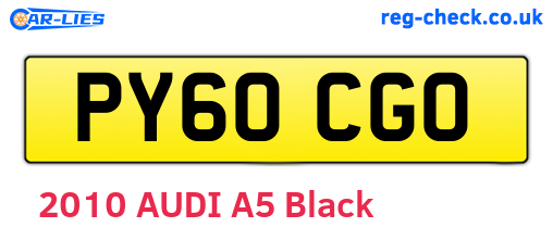 PY60CGO are the vehicle registration plates.