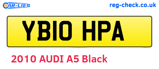 YB10HPA are the vehicle registration plates.