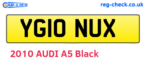 YG10NUX are the vehicle registration plates.