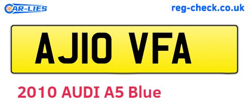 AJ10VFA are the vehicle registration plates.