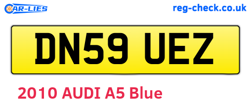 DN59UEZ are the vehicle registration plates.