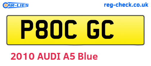 P80CGC are the vehicle registration plates.