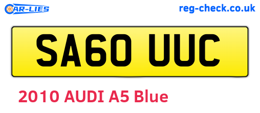 SA60UUC are the vehicle registration plates.
