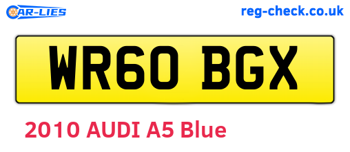 WR60BGX are the vehicle registration plates.