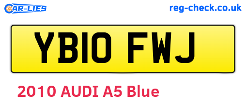 YB10FWJ are the vehicle registration plates.