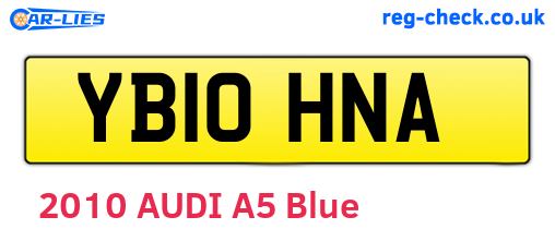 YB10HNA are the vehicle registration plates.