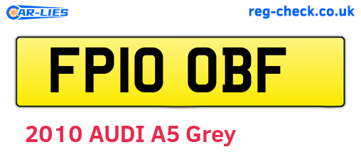 FP10OBF are the vehicle registration plates.