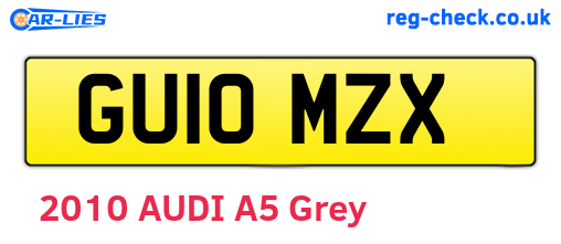 GU10MZX are the vehicle registration plates.