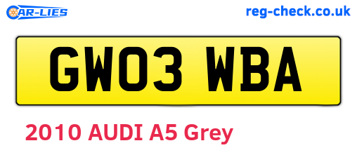 GW03WBA are the vehicle registration plates.