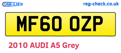 MF60OZP are the vehicle registration plates.