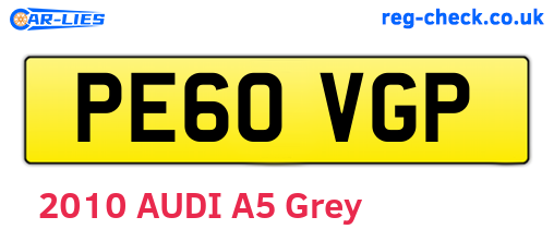 PE60VGP are the vehicle registration plates.