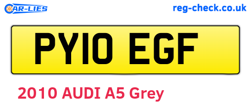 PY10EGF are the vehicle registration plates.