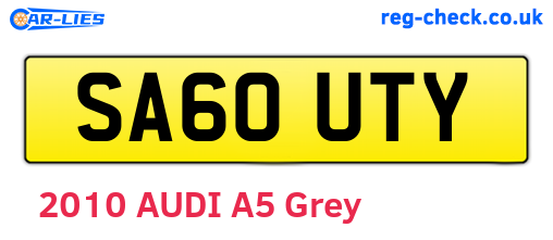 SA60UTY are the vehicle registration plates.