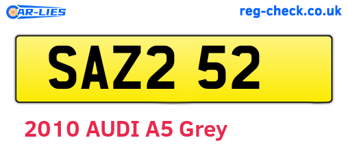 SAZ252 are the vehicle registration plates.