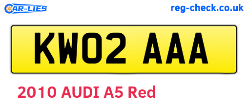 KW02AAA are the vehicle registration plates.