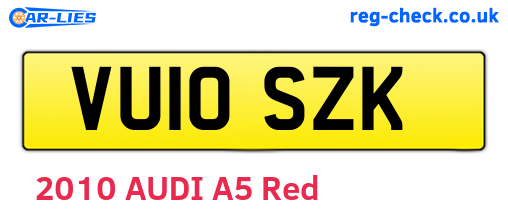 VU10SZK are the vehicle registration plates.
