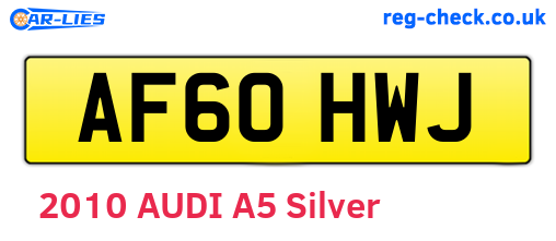 AF60HWJ are the vehicle registration plates.